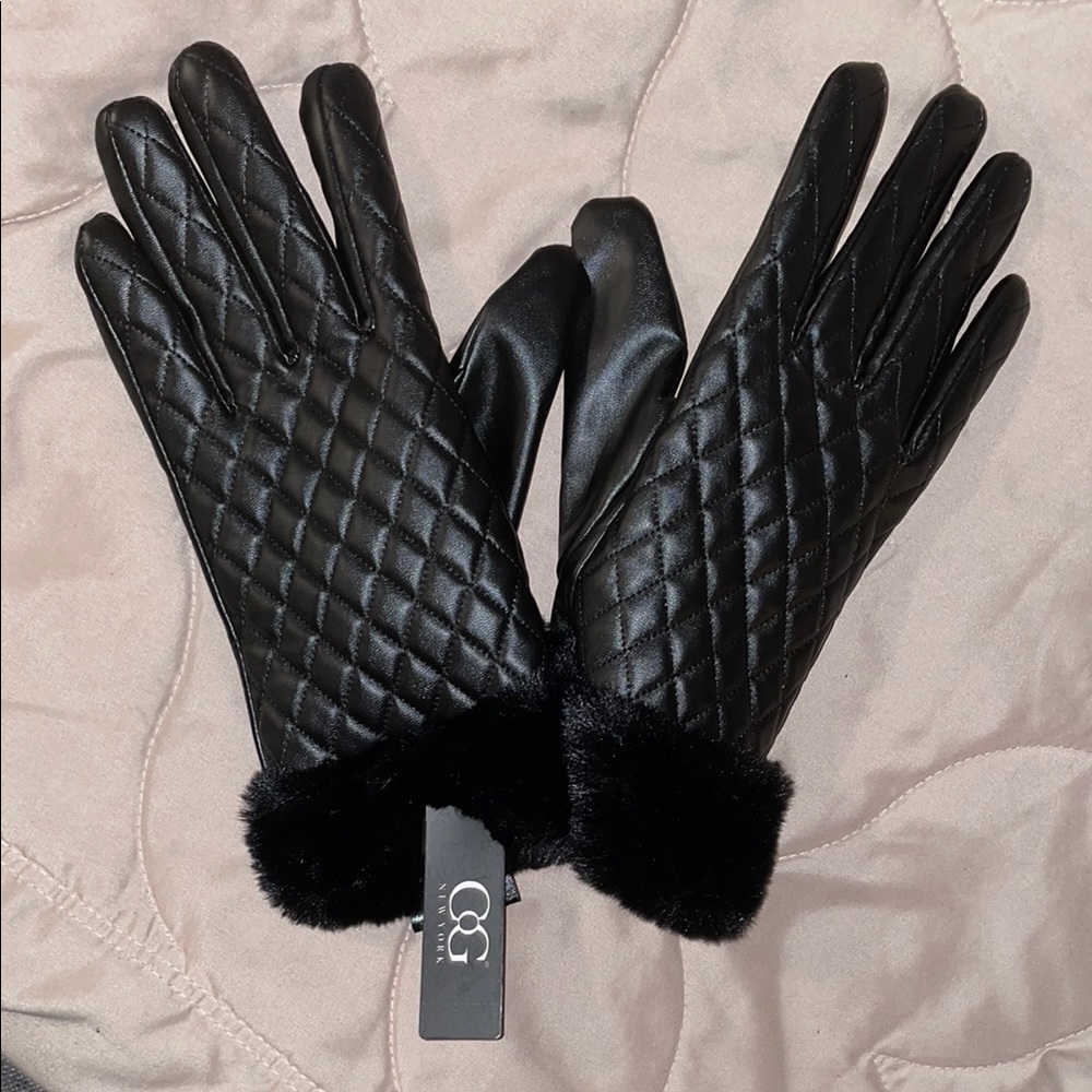 CG New York Black Quilted Gloves